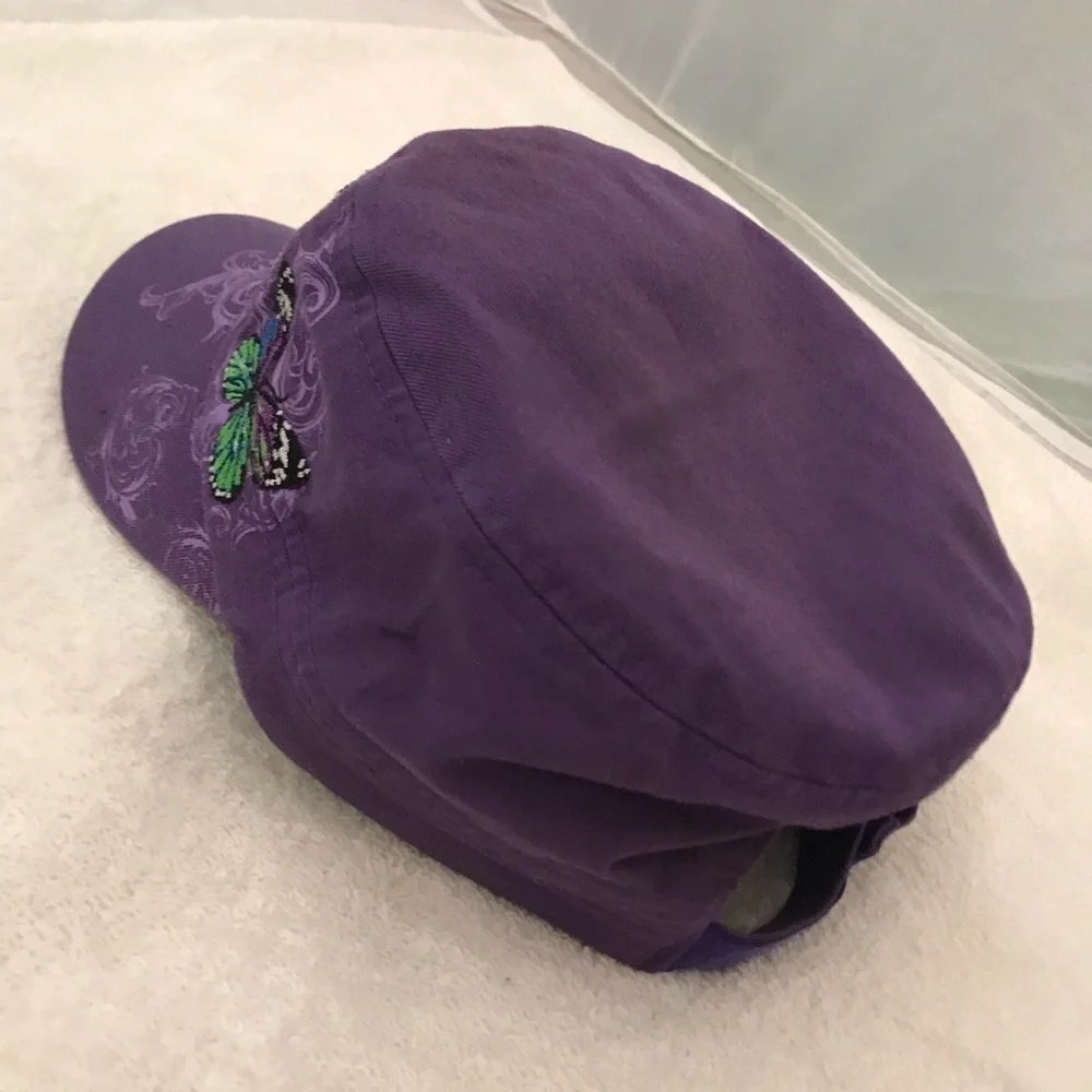 Kids Tees Adjustable Girls Purple Butterfly Cap for Schlitterbahn